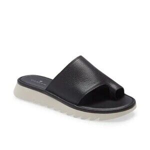 Caslon Women's Farley Toe Loop Sandals  Size 8.5  Black Leather Comfort Summer